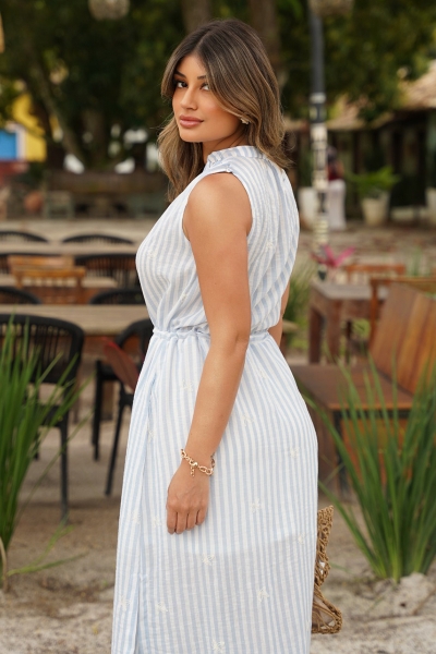 Vestido Listrado Floral