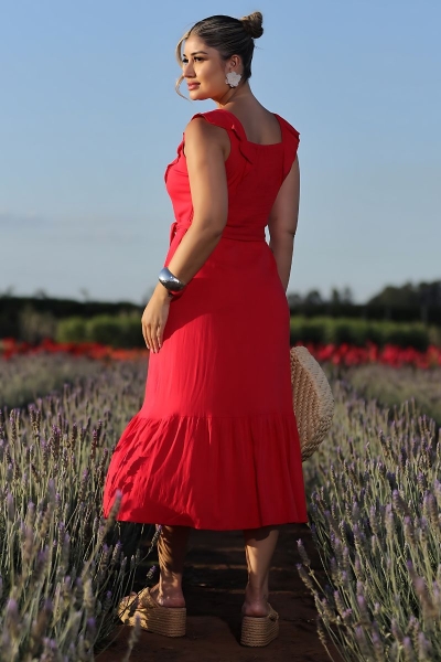 Vestido Linho com Faixa 